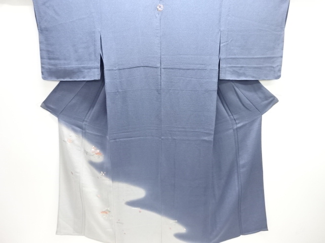 JAPANESE KIMONO / HITOE HOMONGI / EMBROIDERY / CHIRIMEN / FLORAL PLANTS